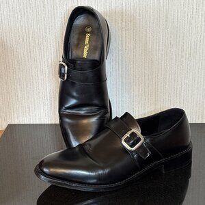Samuel Windsor Dress Shoes Mens 9 Black Leather Double Monk Strap Buckled Brogue